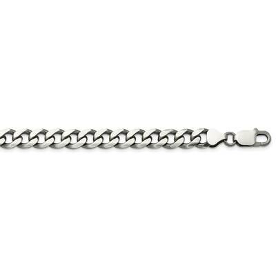 7.5mm Curb Chain 24 Inch Sterling Silver Antiqued QCB200A-24, MPN: QCB200A-24,