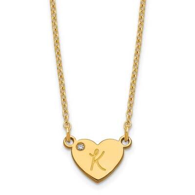 Initial Heart with Diamond Necklace Sterling Silver Gold-plated XNA1376GP, MPN: XNA1376GP,