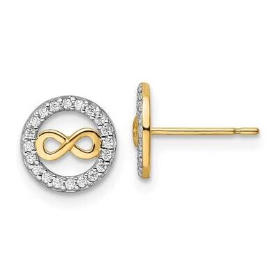 Infinity Symbol Post Earrings 14k Gold CZ Diamond YE2024, MPN: YE2024, 191101798795