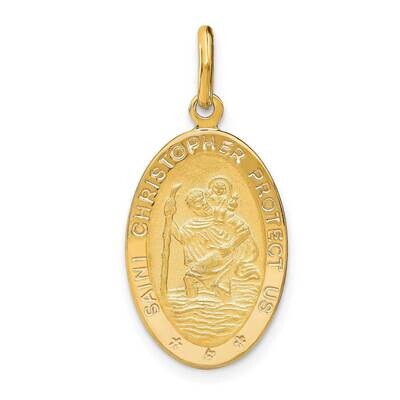 Leslie&#39;s Satin Oval St. Christopher Pendant 14k Gold Polished HB-LF1346, MPN: LF1346, 196904158210