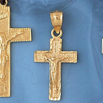 Dazzlers Jewelry Jesus Christ on Cross Pendant Necklace Charm Bracelet in Yellow, White or Rose Gol…