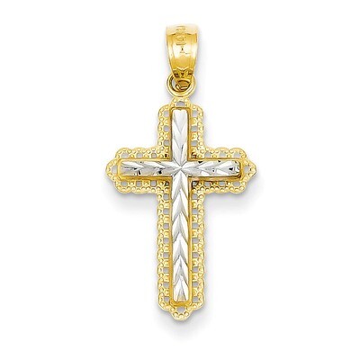 Diamond Cut Cross Pendant 14k Gold Rhodium XR1230, MPN: XR1230, 886774619286