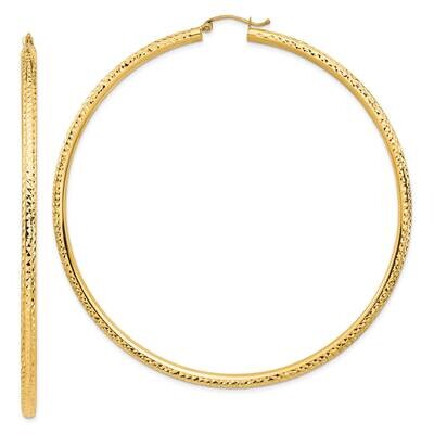 Lightweight 3mm Diamond-Cut Hoop Earrings 14k Gold TC1014, MPN: TC1014, 883957900353
