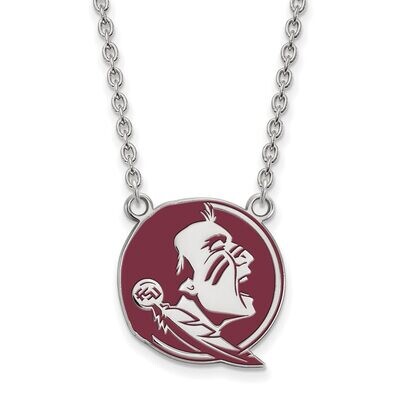 Florida State University Large Enamel Pendant with Chain Necklace Sterling Silver SS089FSU-18, MPN:…