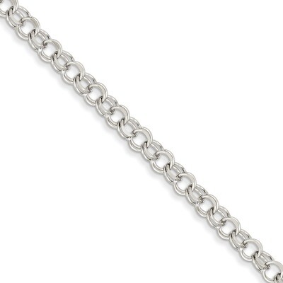 Double Link Charm Bracelet 7 Inch 14k White Gold WDO503-7, MPN: WDO503-7, 886774119991
