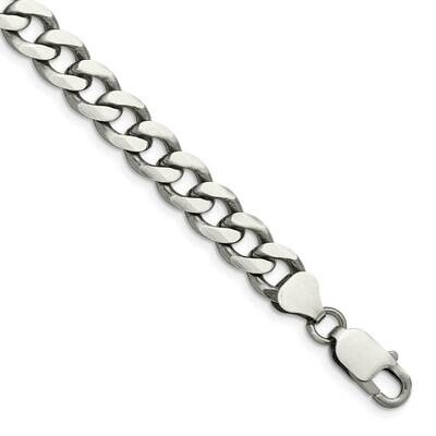 8mm Curb Chain 9 Inch Sterling Silver Antiqued QCB220A-9, MPN: QCB220A-9,