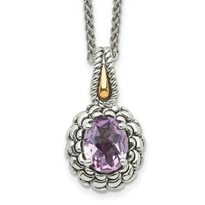 Pink Quartz Necklace Sterling Silver 14k Gold Polished QTC1690, MPN: QTC1690, 883957747613
