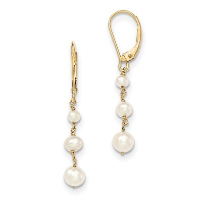 Fresh Water Cultured Pearl Drop Hinged Hoop Dangle 14k Gold Polished XF569, MPN: XF569, 191101434167