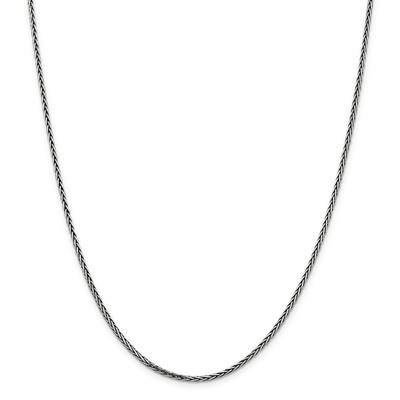 18 Inch Solid 2.2mm Antiqued Square Spiga Chain Sterling Silver QFC206-18, MPN: QFC206-18, 88677408…