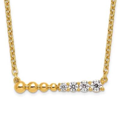 Si1/Si2, G H I, Beaded Bar Necklace 14k Gold Lab Grown Diamond PM9125-025-YLG-18, MPN: PM9125-025-Y…