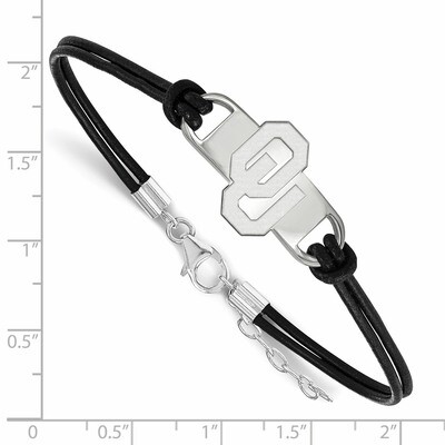 University of Oklahoma Small Center Leather Bracelet - Sterling Silver SS024UOK-7, MPN: SS024UOK-7,…