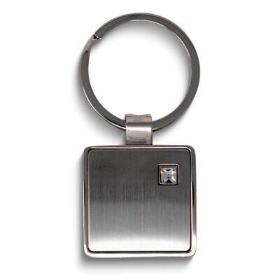 Silver-tone Clear Crystal Square Key Ring GM25310, MPN: GM25310, 788089114336
