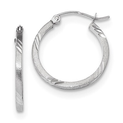 Satin &amp; Diamond -cut Square Tube Hoop Earrings 14k white Gold TF1088W, MPN: TF1088W, 191101057458