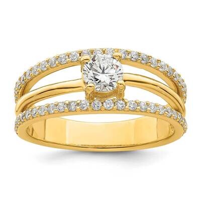 CZ Diamond Ring Sterling Silver Gold-Plated QR7244, MPN: QR7244,