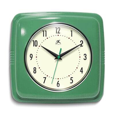 Green Finish Square Retro Metal Wall Clock GM25016, MPN: GM25016, 731742041036