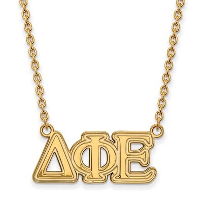 Delta Phi Epsilon Medium Pendant with 18 Inch Chain Gold-plated Silver GP007DPH-18, MPN: GP007DPH-1…