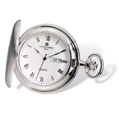 Charles Hubert Satin Finish White Dial Day/Date Pocket Watch XWA4914, MPN: XWA4914, 848870006957