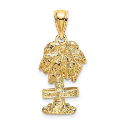 St. Thomas On Palm Tree Charm 14k Gold 2-D K8207, MPN: K8207, 637218089093
