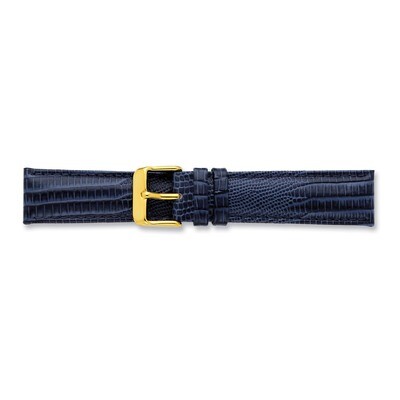 16mm Navy Teju Lizzard Grain Leather Buckle Watch Band 7.5 Inch Gold-tone BA204-16, MPN: BA204-16, …