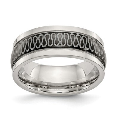 Black IP-plated 7.80mm Band Stainless Steel Polished SR631 by Chisel, MPN: SR631, 191101021060