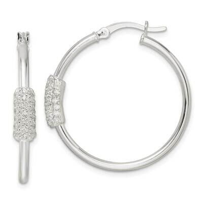 CZ Diamond Circle Hoop Earrings Sterling Silver Polished QE16280, MPN: QE16280, 196904167670