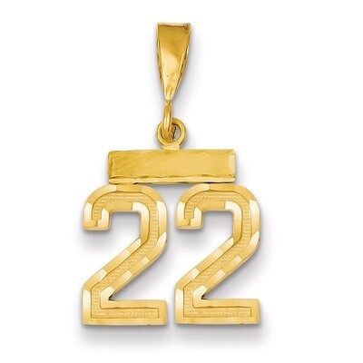 Number 22 Charm 14k Gold Small Diamond-cut SN22, MPN: SN22, 883957102702