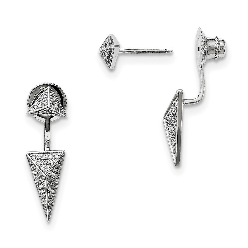 CZ Convertible Back Earrings Sterling Silver Rhodium-plated QMP1497, MPN: QMP1497, 886774612249