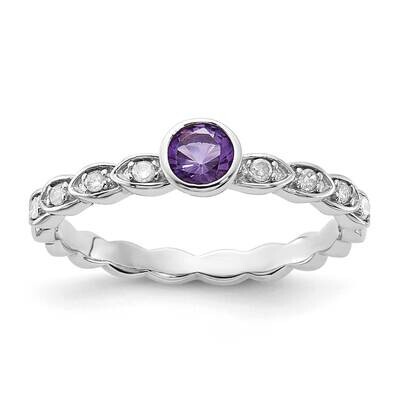 Sterling Silver Amethyst and Diamond Ring RLS6325/AM-SSAS45-7