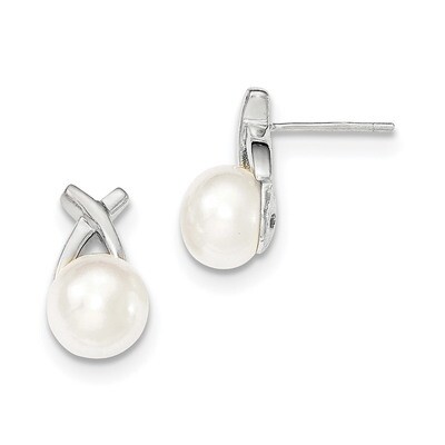 8-9mm White Freshwater Cultured Pearl Post Earrings Sterling Silver QE12762, MPN: QE12762, 19110110…