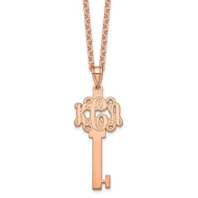 Polished Monogram Key Necklace Sterling Silver Rose-plated XNA557RP, MPN: XNA557RP,
