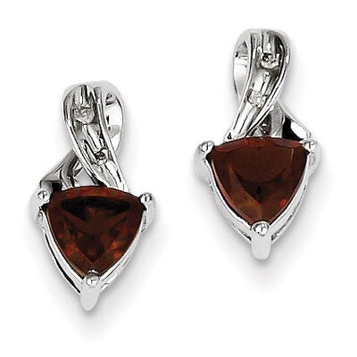 Garnet Post Earrings Sterling Silver Rhodium-plated Diamond QE10315GA, MPN: QE10315GA, 883957434353