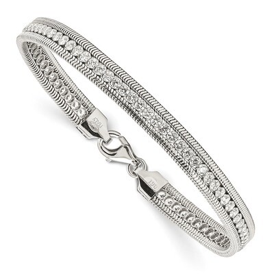 CZ Diamond Polished Bracelet 7.5 Inch Sterling Silver QG4497-7.5, MPN: QG4497-7.5, 191101481376