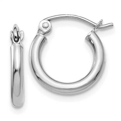 Polished 2mm Lightweight Tube Hoop Earrings 10k White Gold 10T830L, MPN: 10T830L, 191101566424