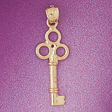 Dazzlers Jewelry Key Pendant Necklace Charm Bracelet in Yellow, White or Rose Gold 7100, MPN: DZ-71…