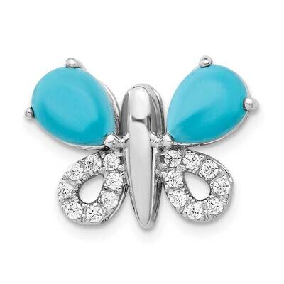 Cabochon Turquoise Butterfly Pendant 14k White Gold Diamond PM4389-020-WA, MPN: PM4389-020-WA, 8839…