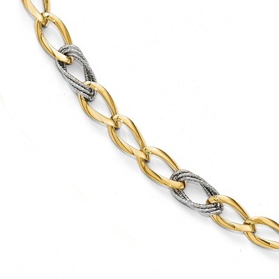 Leslie&#39;s Diamond-cut Fancy Link Bracelet 7.5 Inch 14k Two-tone Gold Polished HB-LF595-7.5, MPN: LF5…