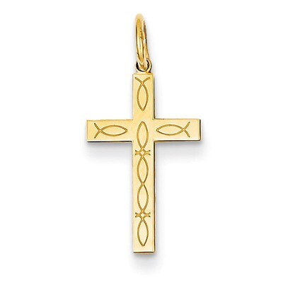 Laser Designed Cross Charm 14k Gold XR1078, MPN: XR1078, 886774131191