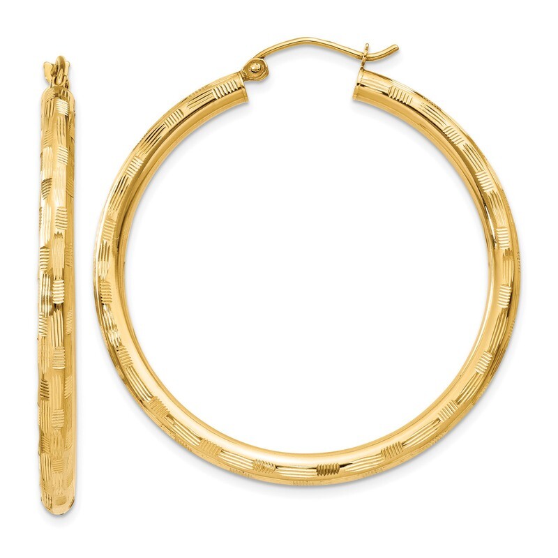 Hoop Earrings 14k Gold Textured TF558, MPN: TF558, 886774731834