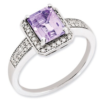 Pink Quartz Ring Sterling Silver Diamond QR3055PQ, MPN: QR3055PQ, 883957635590