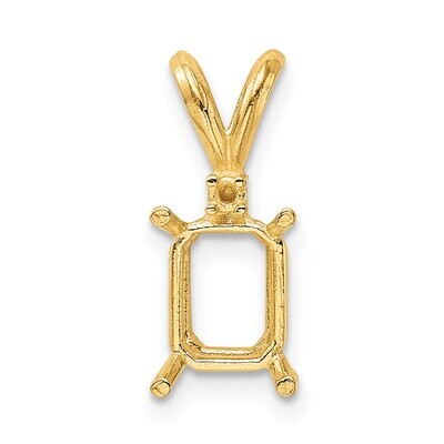 Emerald 4-Prong with Diamond Accent 4 x 3mm Pendant Setting 14k Yellow Gold YG976, MPN: YG976,