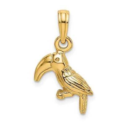 Polished Toucan Bird Charm 14k Gold 3-D Textured K6448, MPN: K6448, 637218182732