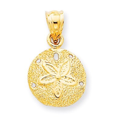 Laser-Cut Sand Dollar Pendant 14k Gold Solid Polished D1395, MPN: D1395, 883957863412