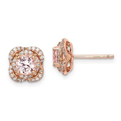 Rose Gold-plated Imitation Pink Sapp White Stud Earring Sterling Silver CZ Diamond QE14532, MPN: QE…