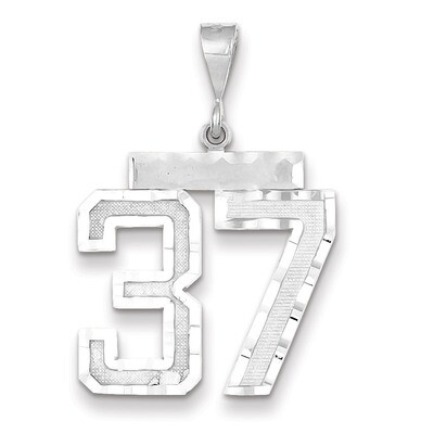 Number 37 Charm 14k white Gold Large Diamond -cut WLN37, MPN: WLN37, 883957123660