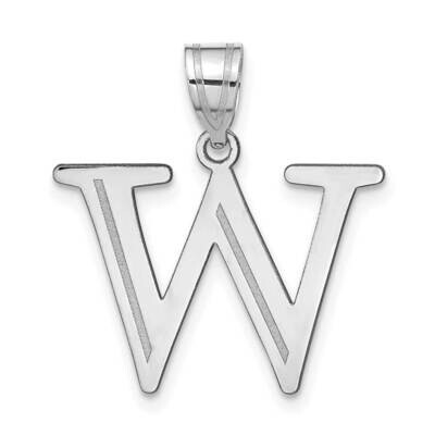 Etched Letter W Initial Pendant 14k White Gold Polished YC1437WW, MPN: YC1437WW, 196904084694