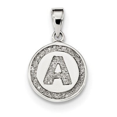Letter A Circle Pendant Sterling Silver Glitter Enamel  QC9180A, MPN: QC9180A, 886774034430