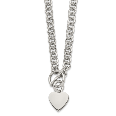 Heart Toggle Necklace Stainless Steel Polished SRN1465-18 by Chisel, MPN: SRN1465-18, 191101391781