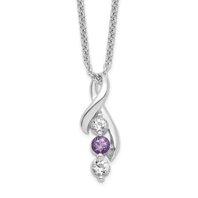 Survivor Clear &amp; Purple Swarovski Topaz Jen with Extender Necklace Sterling Silver SV238SSPU-16, MP…