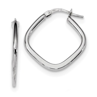 Polished Square Hoops Earrings 14k white Gold TF1208W, MPN: TF1208W, 191101143090