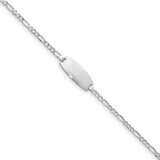 7 Inch Oval ID Semi-Solid Figaro Bracelet 14k white Gold DCID143W-7, MPN: DCID143W-7, 883957722702